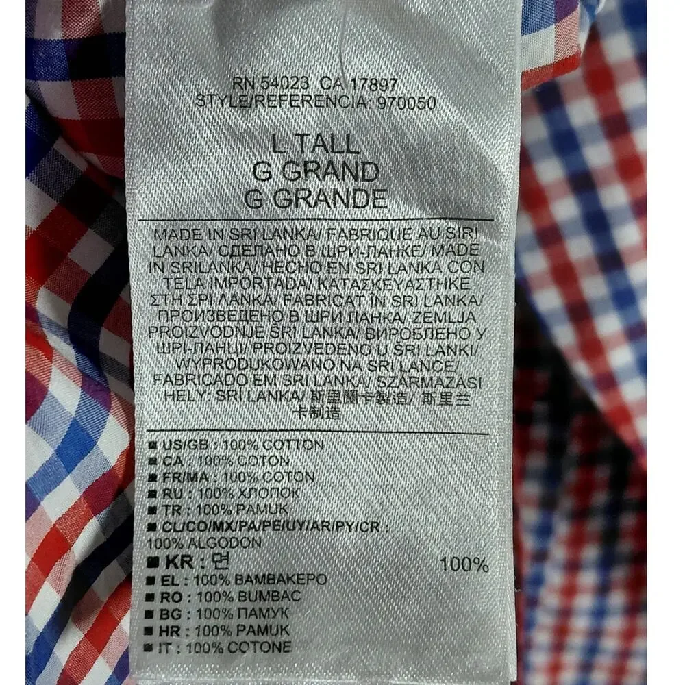 Banana Republic Soft Wash Slim Gingham Plaid Button-Up Shirt Men Size LT